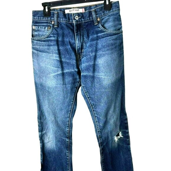 Levis Boys 517 Bootcut 30x32 Straight Legs Blue Distressed Denim Jeans - Picture 1 of 9